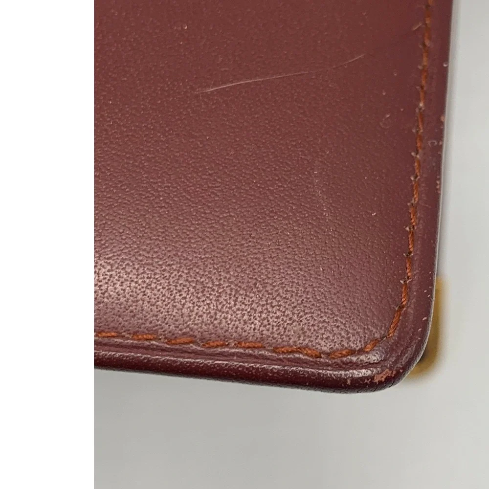 Cartier Must de Cartier Burgundy Leather Long Bifold Wallet Gold Corners #674
